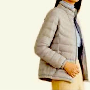 GAP-Light Gray Zip & Snap Puffer Bomber Jacket/Coat-Size Small